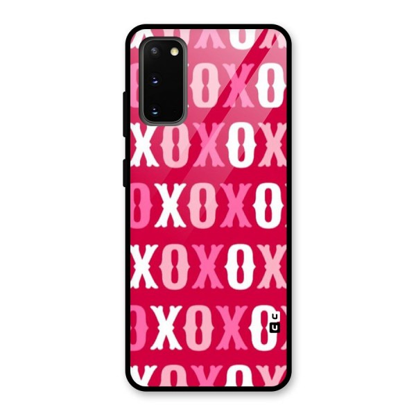 Pink White Xoxo Glass Back Case for Galaxy S20