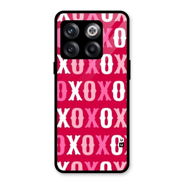 Pink White Xoxo Glass Back Case for OnePlus 10T