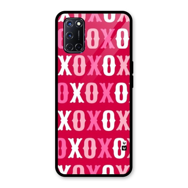 Pink White Xoxo Glass Back Case for Oppo A52