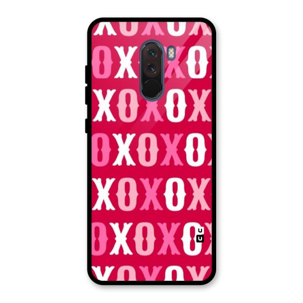 Pink White Xoxo Glass Back Case for Poco F1