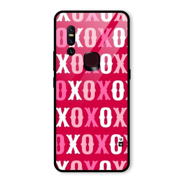 Pink White Xoxo Glass Back Case for Vivo V15