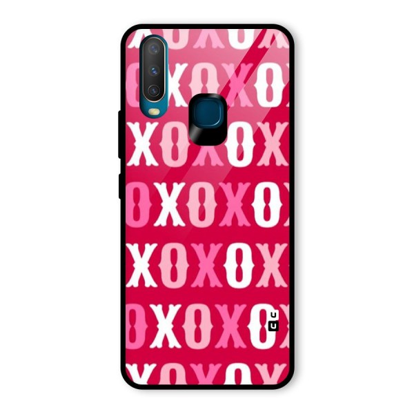 Pink White Xoxo Glass Back Case for Vivo Y12