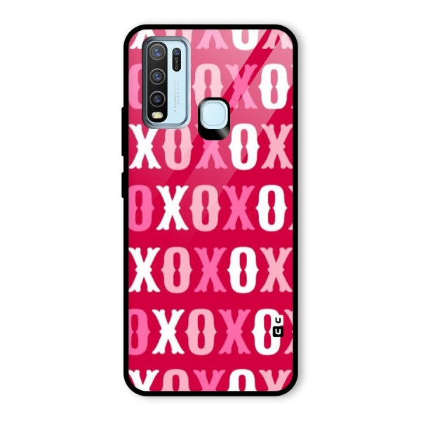 Pink White Xoxo Glass Back Case for Vivo Y30