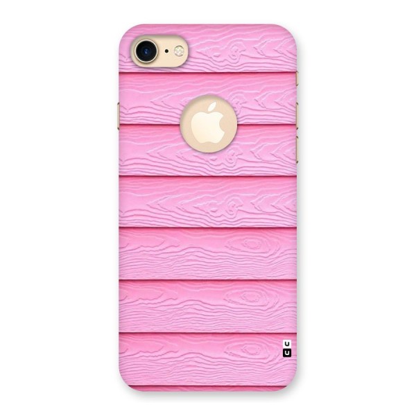 Pink Wood Back Case for iPhone 8 Logo Cut