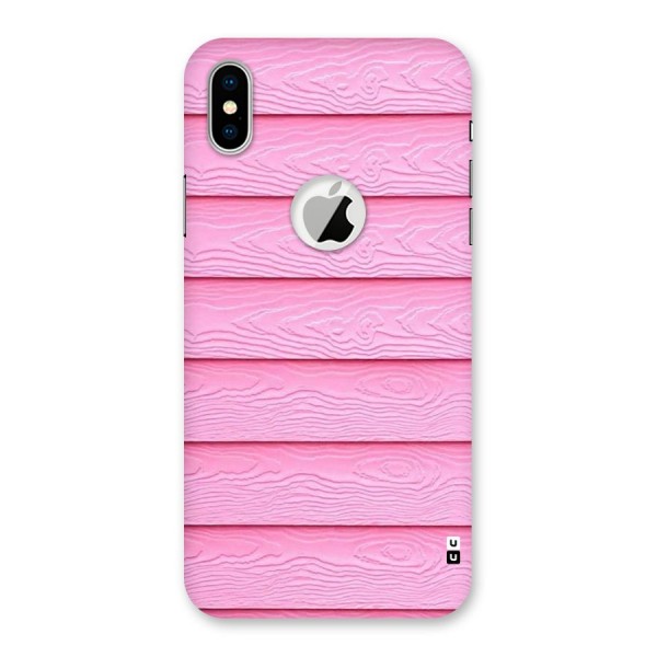 Pink Wood Back Case for iPhone XS Logo Cut