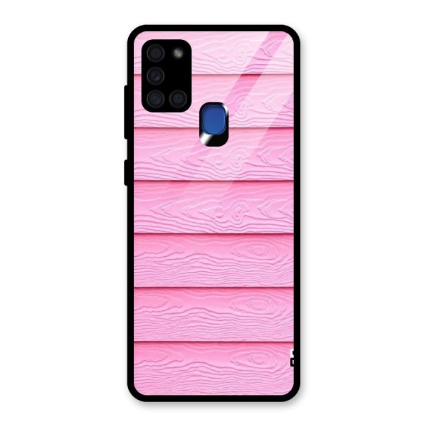 Pink Wood Glass Back Case for Galaxy A21s