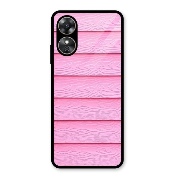 Pink Wood Glass Back Case for Oppo A17