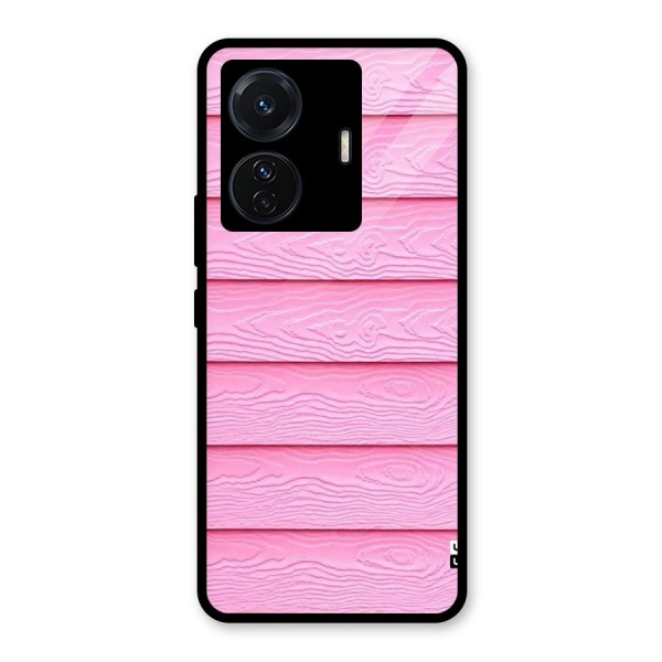 Pink Wood Glass Back Case for Vivo T1 Pro