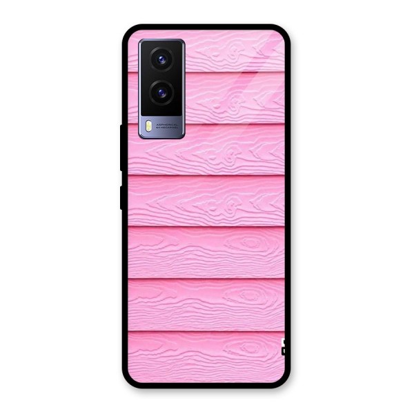 Pink Wood Glass Back Case for Vivo V21e 5G