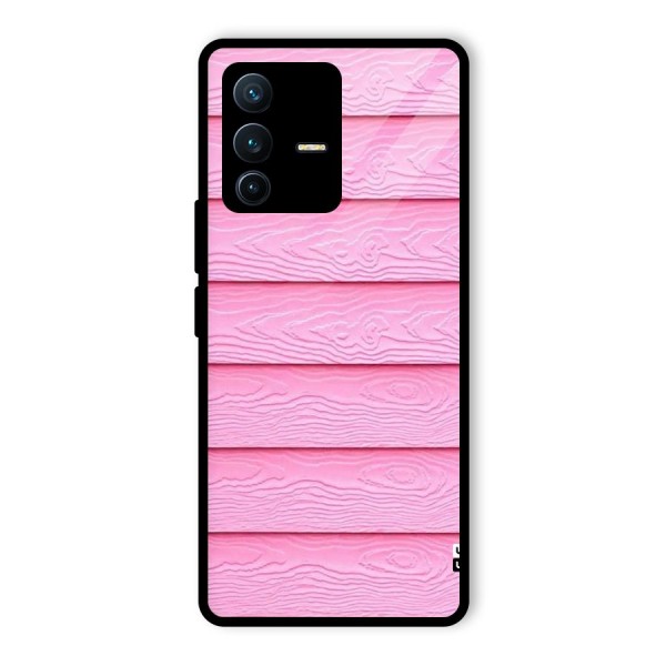 Pink Wood Glass Back Case for Vivo V23 Pro