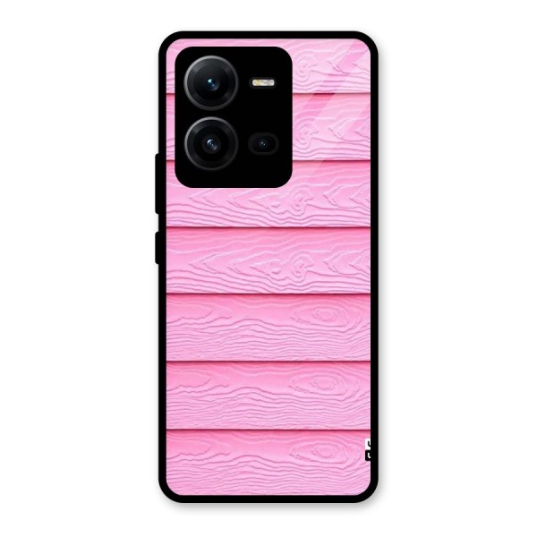 Pink Wood Glass Back Case for Vivo V25