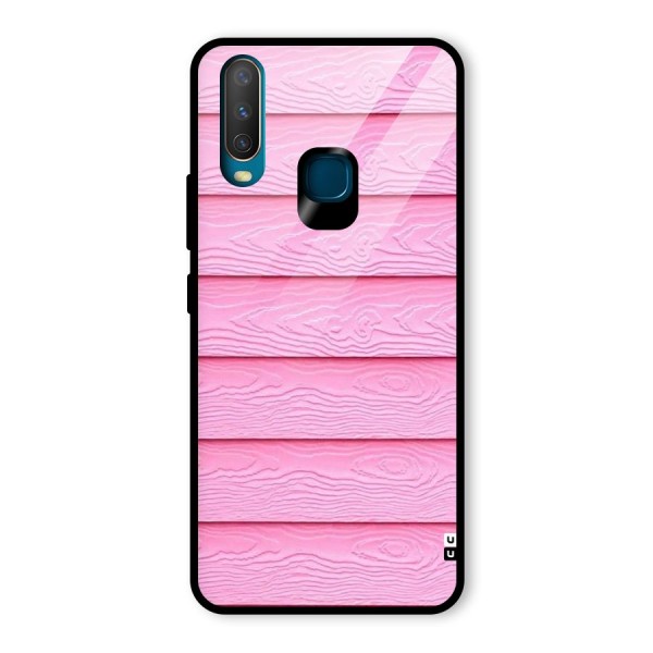 Pink Wood Glass Back Case for Vivo Y12