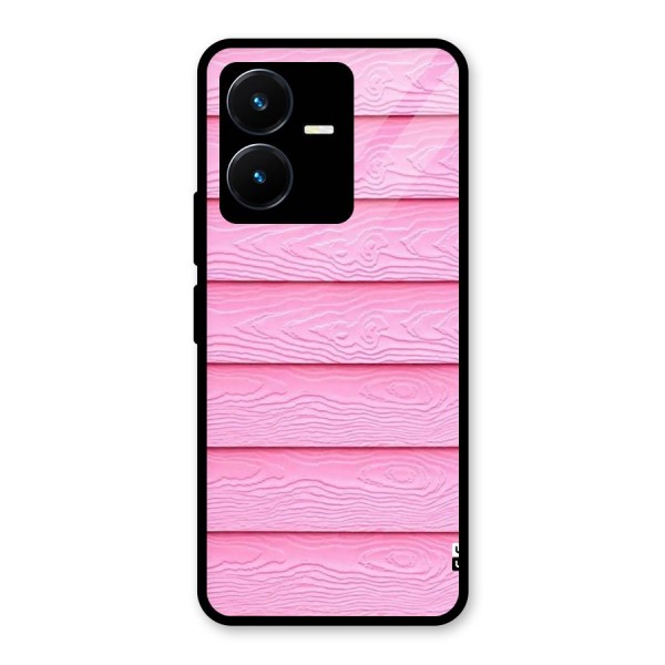 Pink Wood Glass Back Case for Vivo Y22