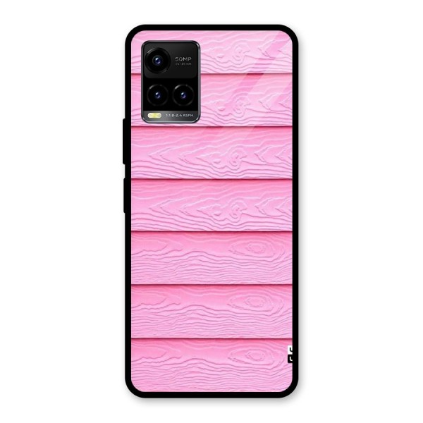 Pink Wood Glass Back Case for Vivo Y33s