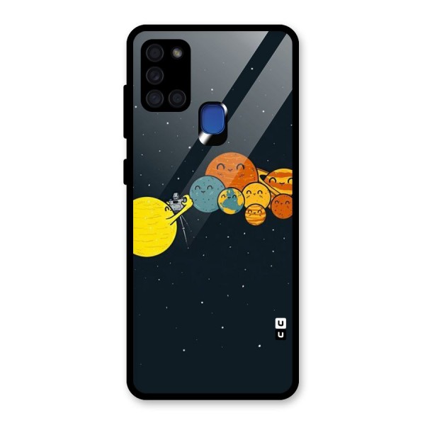 Planet Family Glass Back Case for Galaxy A21s