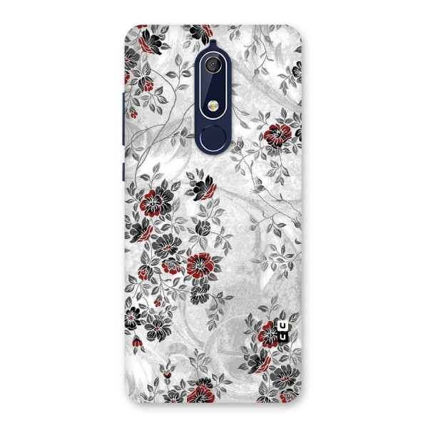 Pleasing Grey Floral Back Case for Nokia 5.1