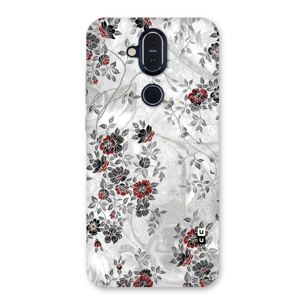 Pleasing Grey Floral Back Case for Nokia 8.1