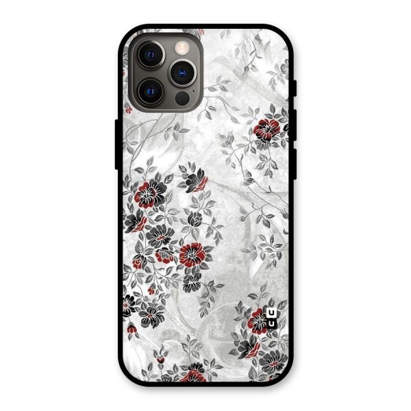 Pleasing Grey Floral Glass Back Case for iPhone 12 Pro