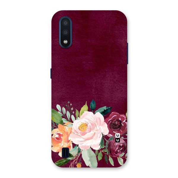 Plum Floral Design Back Case for Galaxy M01