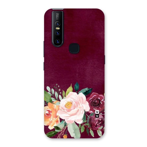 Plum Floral Design Back Case for Vivo V15