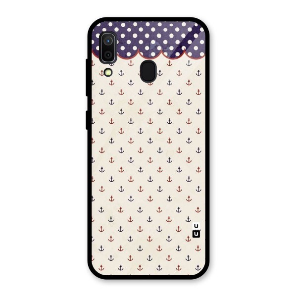 Polka Anchor Glass Back Case for Galaxy A30