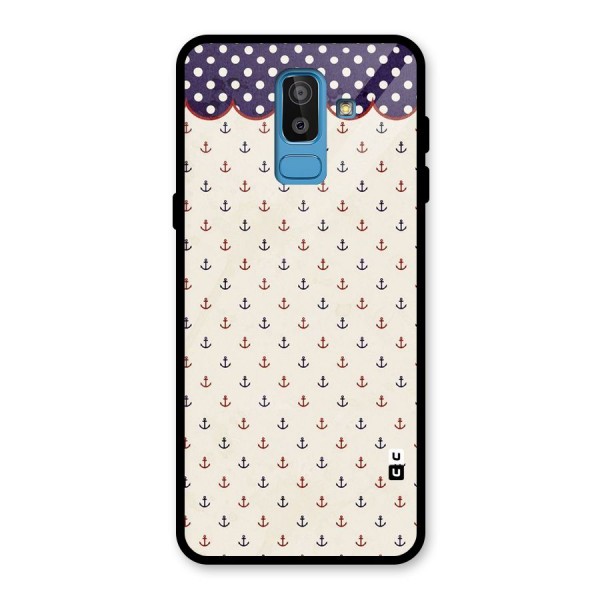 Polka Anchor Glass Back Case for Galaxy J8