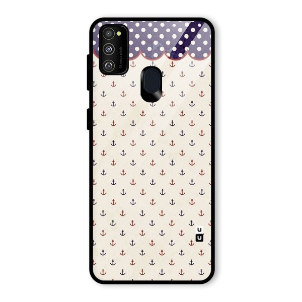 Polka Anchor Glass Back Case for Galaxy M21