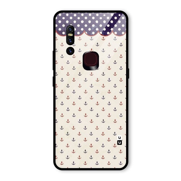 Polka Anchor Glass Back Case for Vivo V15