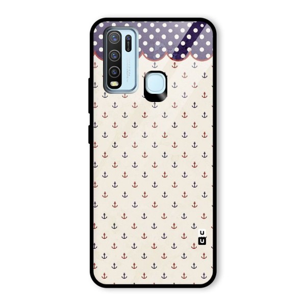 Polka Anchor Glass Back Case for Vivo Y30