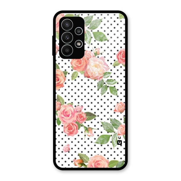 Polka Bloom White Glass Back Case for Galaxy A23