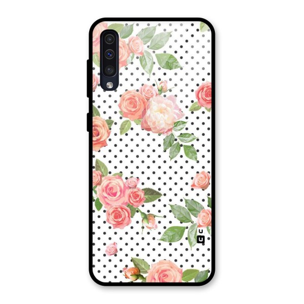 Polka Bloom White Glass Back Case for Galaxy A50s