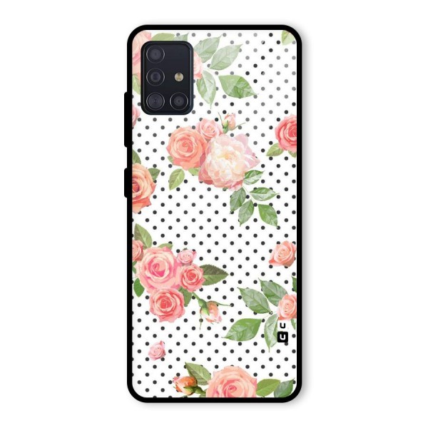 Polka Bloom White Glass Back Case for Galaxy A51