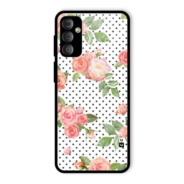 Polka Bloom White Glass Back Case for Galaxy F23