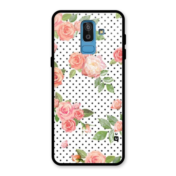 Polka Bloom White Glass Back Case for Galaxy J8