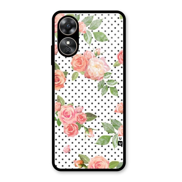 Polka Bloom White Glass Back Case for Oppo A17