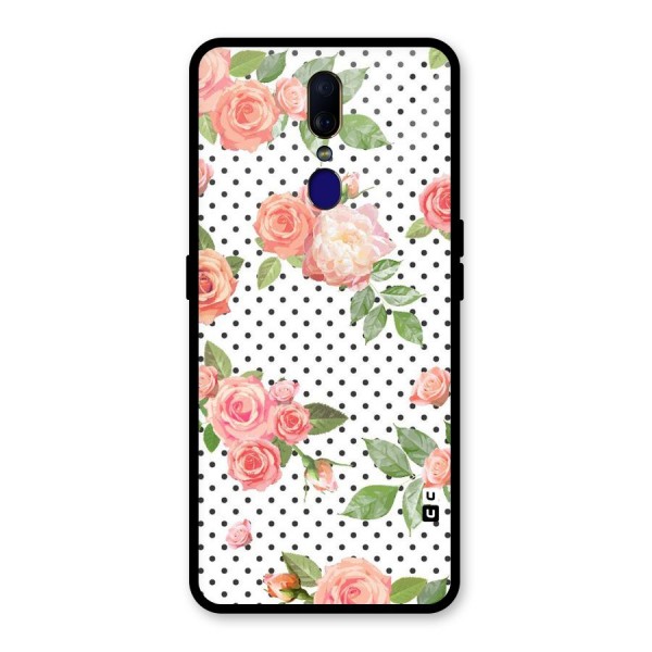 Polka Bloom White Glass Back Case for Oppo F11