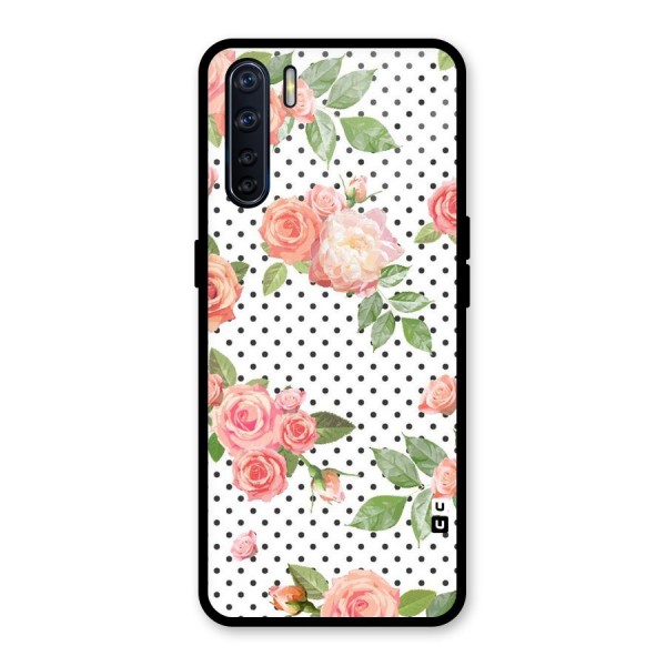 Polka Bloom White Glass Back Case for Oppo F15