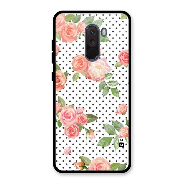 Polka Bloom White Glass Back Case for Poco F1