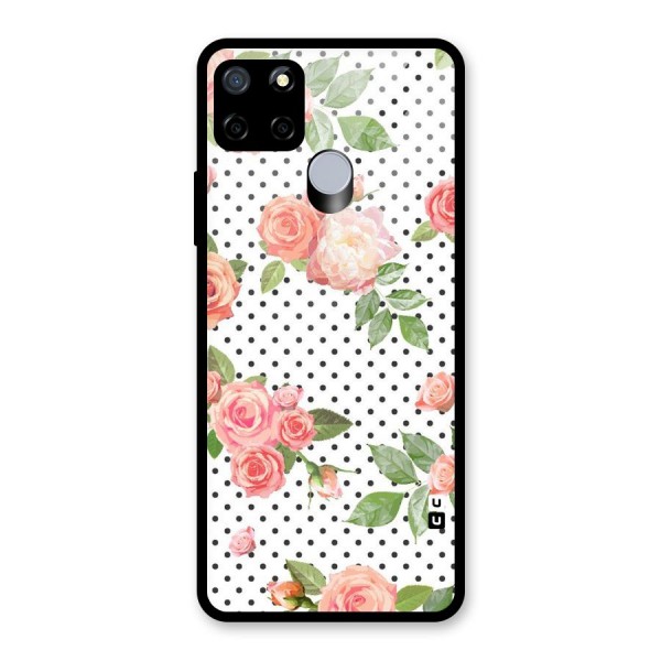 Polka Bloom White Glass Back Case for Realme C12