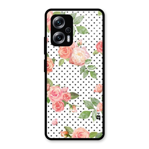 Polka Bloom White Glass Back Case for Redmi K50i