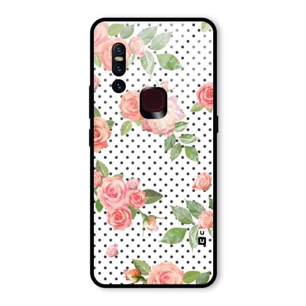 Polka Bloom White Glass Back Case for Vivo V15