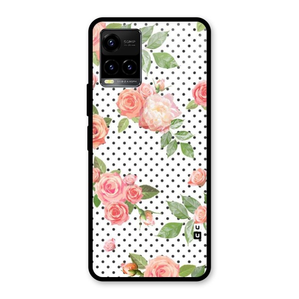 Polka Bloom White Glass Back Case for Vivo Y21G