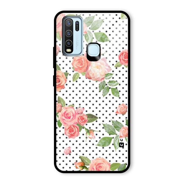 Polka Bloom White Glass Back Case for Vivo Y30