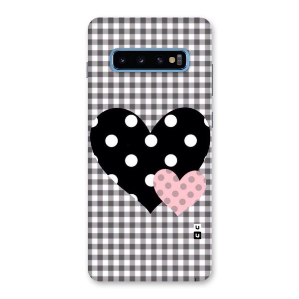 Polka Check Hearts Back Case for Galaxy S10 Plus