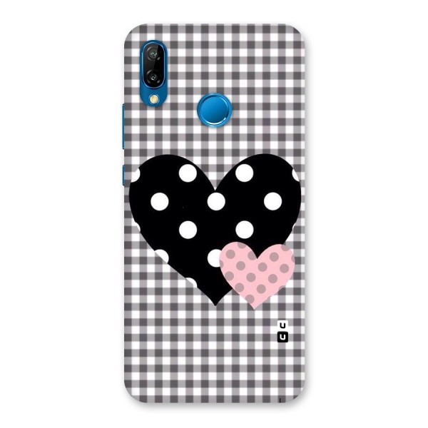 Polka Check Hearts Back Case for Huawei P20 Lite