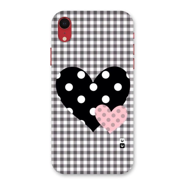 Polka Check Hearts Back Case for iPhone XR