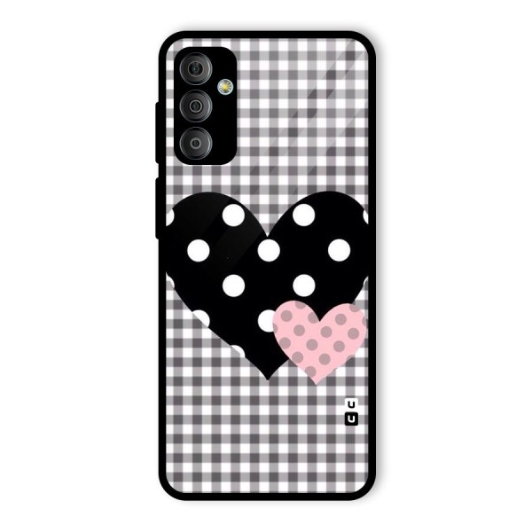 Polka Check Hearts Glass Back Case for Galaxy F23