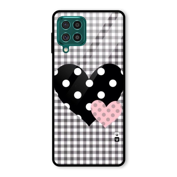 Polka Check Hearts Glass Back Case for Galaxy F62