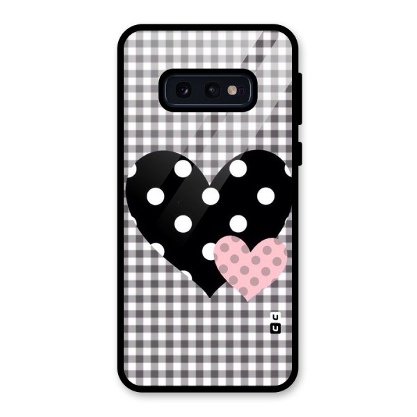 Polka Check Hearts Glass Back Case for Galaxy S10e