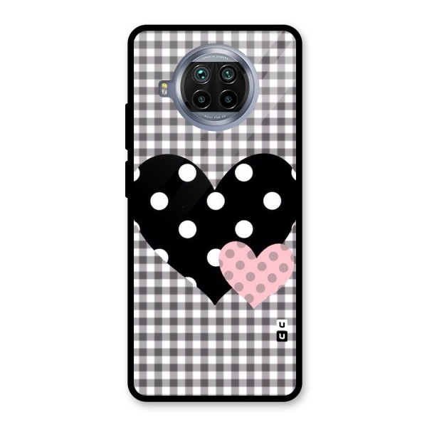 Polka Check Hearts Glass Back Case for Mi 10i